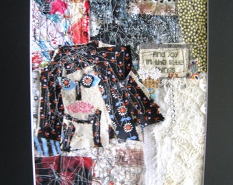 Fabric Collage original One of a Kind Textile Wall Art Mixed Media