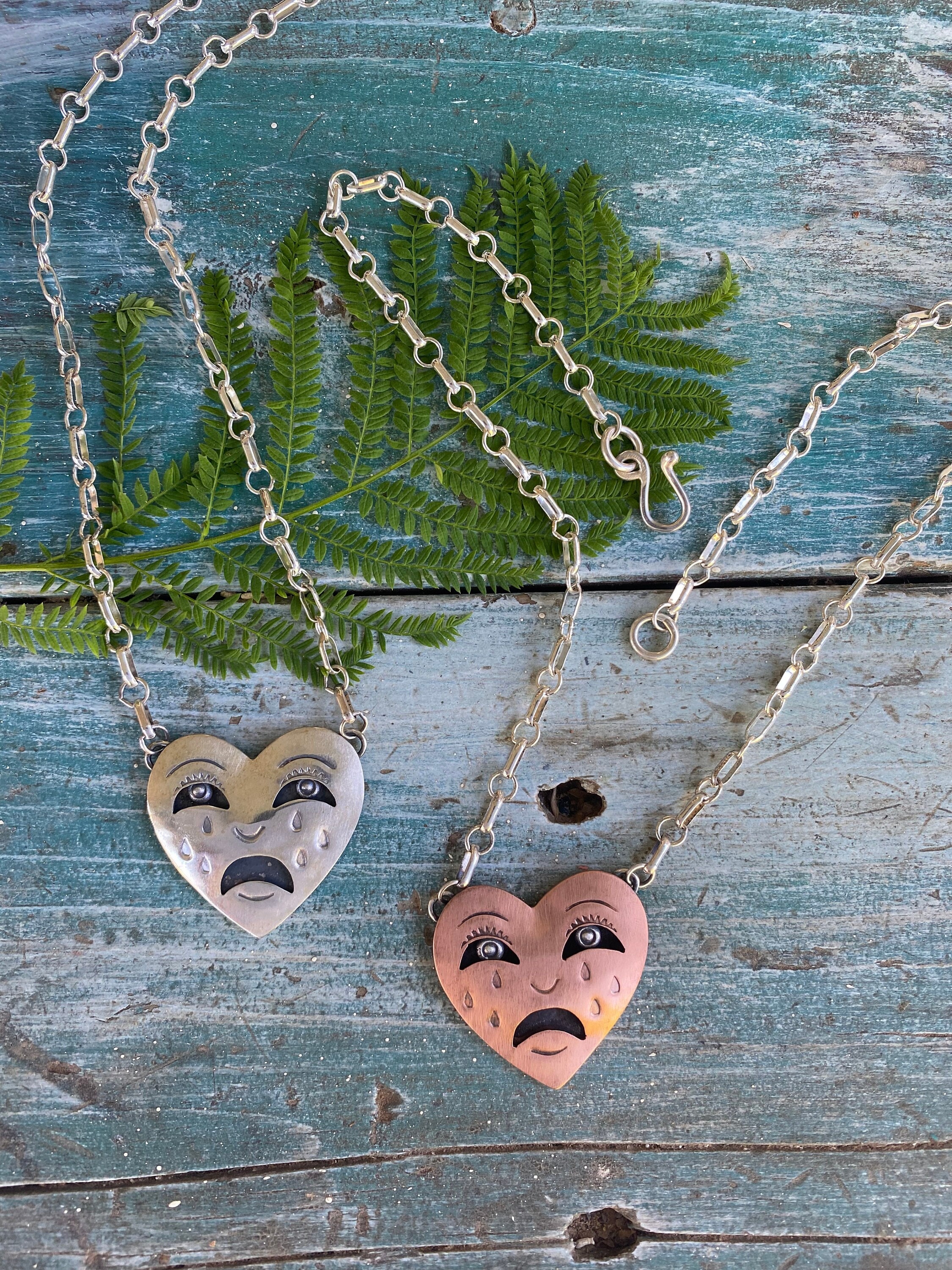 Sad Heart Necklace - Etsy