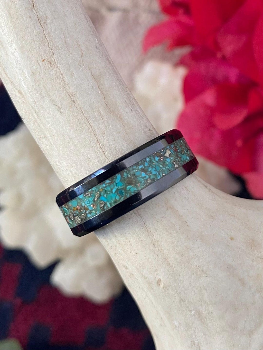 Glow Turquoise Inlay Rings - Etsy