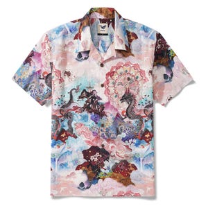 Dragon Hawaiian Shirt Men | 100% Cotton | Chinese Mythology Print | Camp Collar | Aloha Shirt Gift