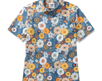 60s Floral Aloha Shirt: Women&#39;s Retro Cotton Button-Up