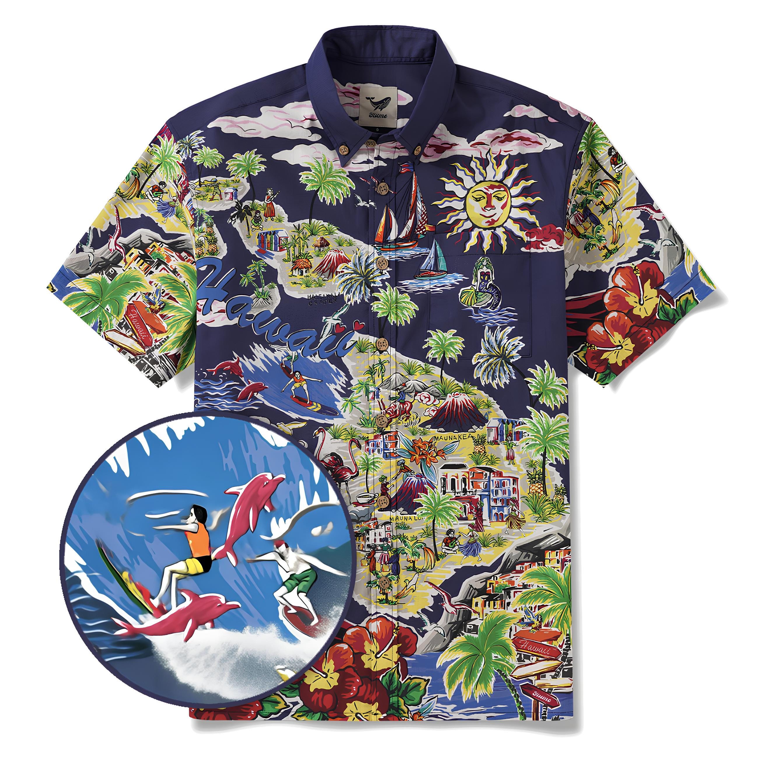 Discover Men's Hawaiian Shirt White Aloha Shirt with Coconut Buttons