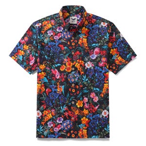Men&#39;s Floral Hawaiian Shirt – Tropical Button-down Short Sleeve, 100% Cotton