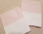 Pillowcases - Pink and White Check - from JC Penney - Pair, Set of 2 - Queen Size Pillow Cases