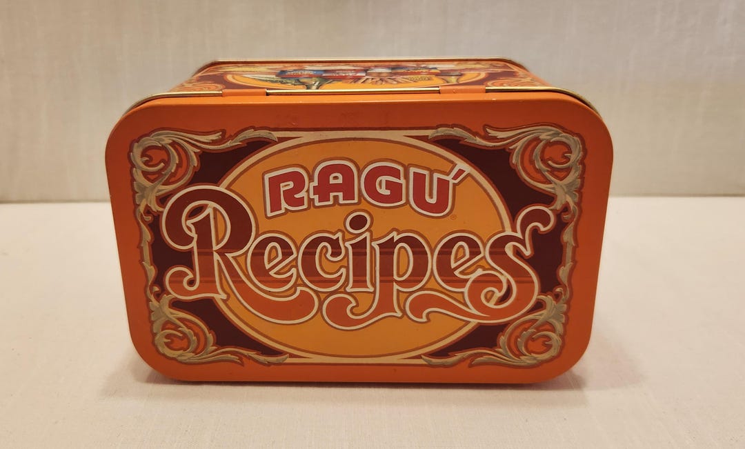 Vintage RAGU Recipe Box With Original RAGU Recipes and Embossed Lid ...