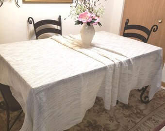 Gauze Linen Tablecloth: Large Semi-Sheer, Vintage Modern Thomas O'Brien (113 x 70)