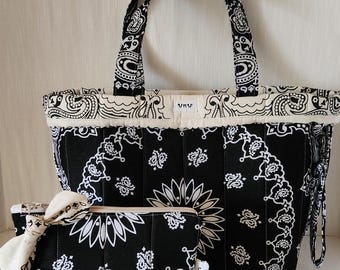 Bandana Tote Bag - Top Handles - Handmade by Me - Small-Size - MADE TO ORDER