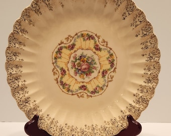 Vintage Sebring Bone China Plate: 22K Gold Toledo Delight, 1930s