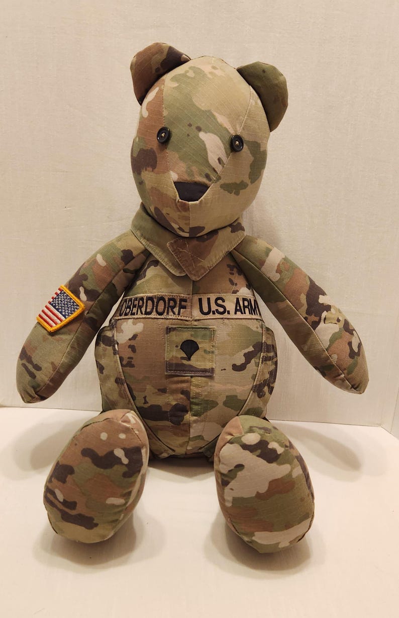 Custom Military Uniform Memory Bear: Handmade Keepsake image 7