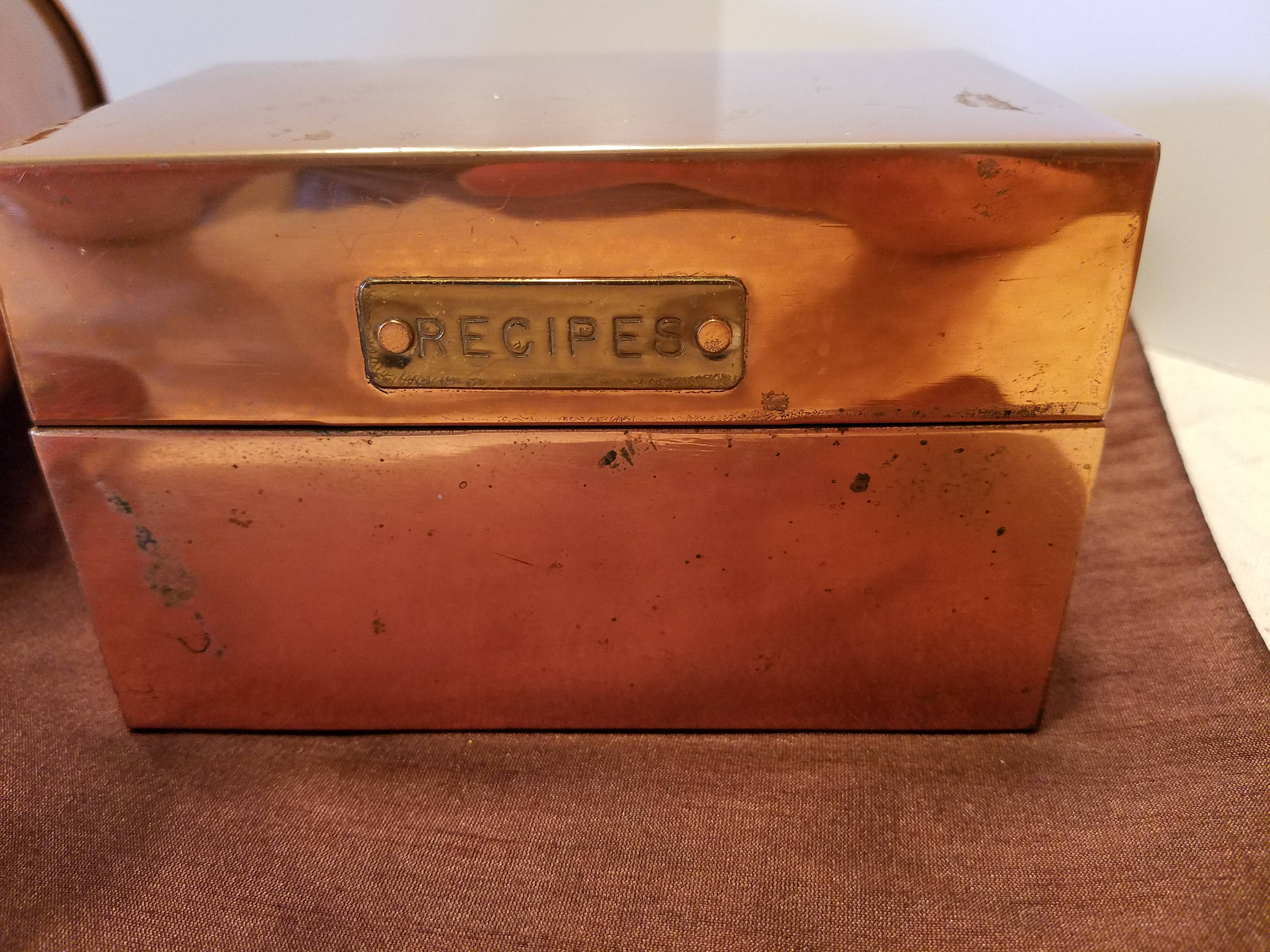 Copper Recipe Box Vintage Copper Box Solid Copper