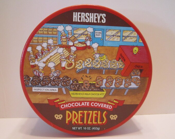 Hersheys Chocolate Covered Pretzel Vintage Tin Box Round Etsy
