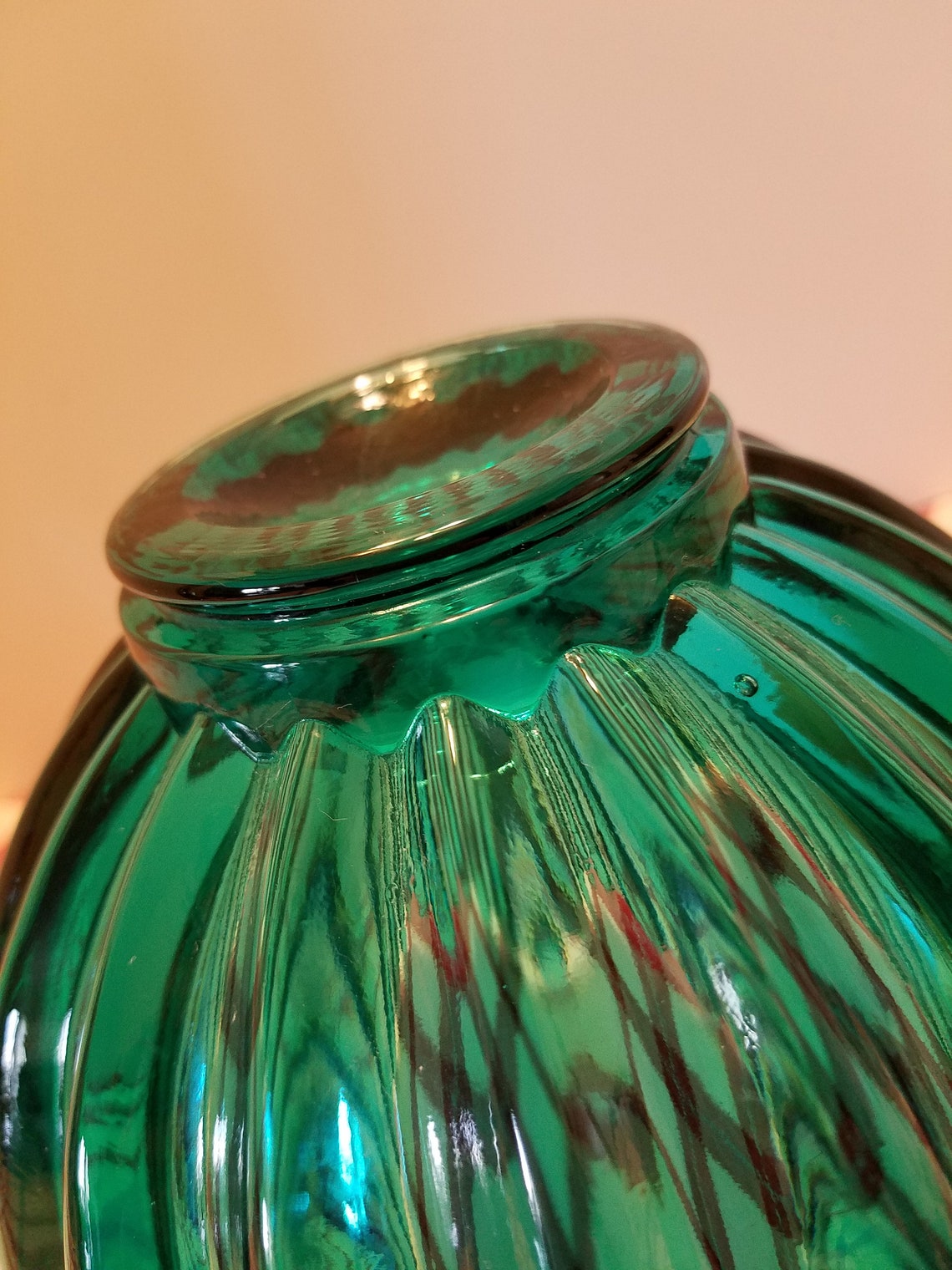 RARE Teal Art Glass Bowl Large and Heavy Glass Bowl Tulip Etsy
