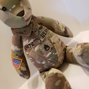 MILITARY MEMORY BEAR 22 Inch Custom Made From Military or Other Uniform ...