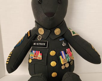 Custom Military Uniform Memory Bear: Keepsake Memorial Teddy Bear
