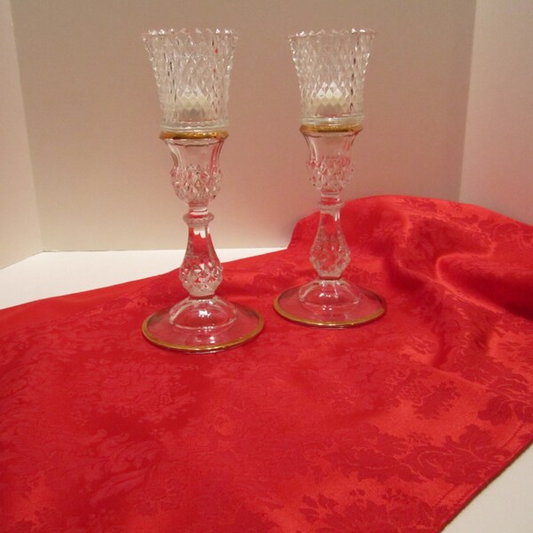 Red Satin Damask Table Runner: Christmas Holiday Decor, Repurposed Fabric