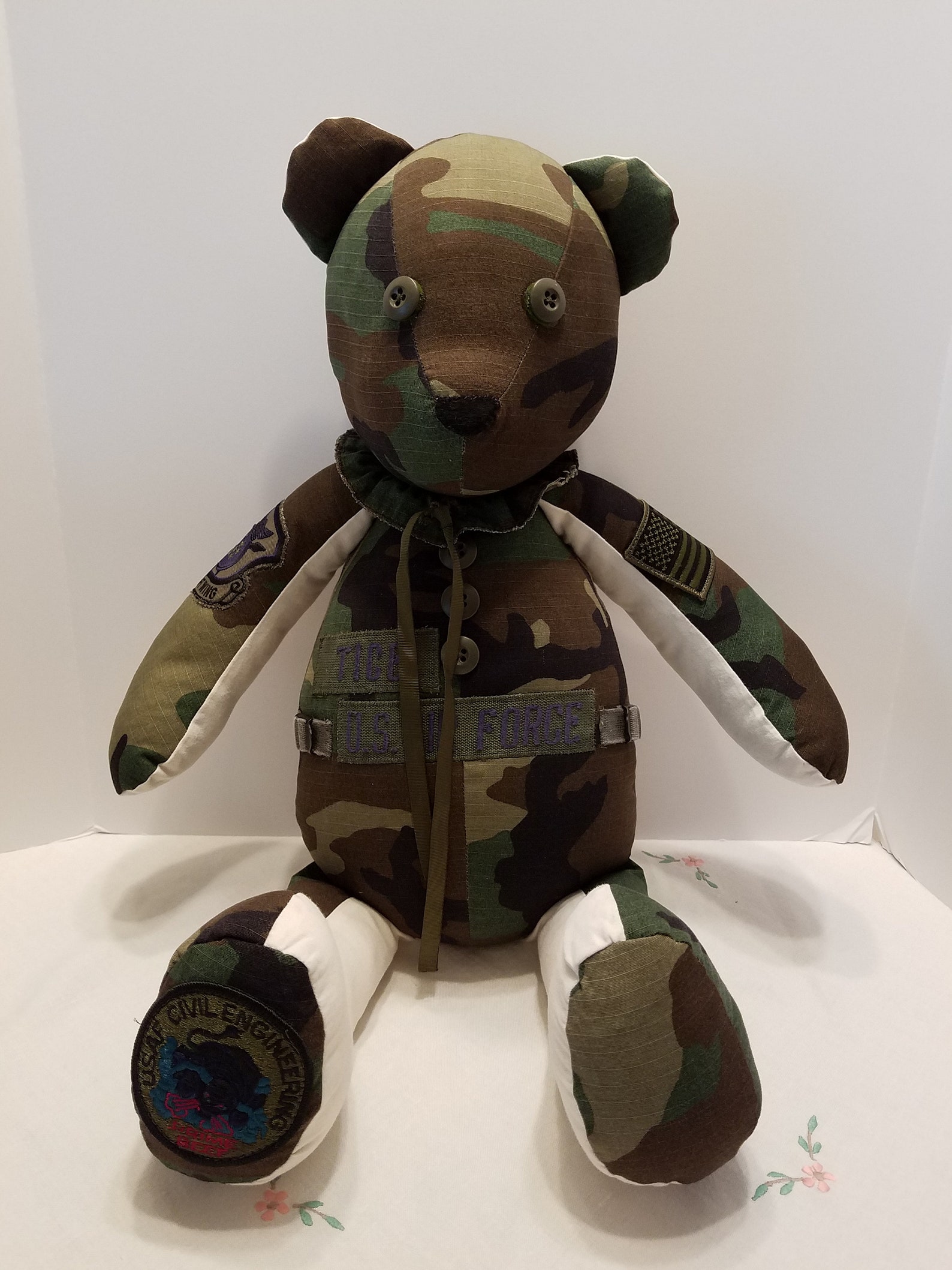 MILITARY MEMORY BEAR 22 Inch Custom Made from Military or | Etsy