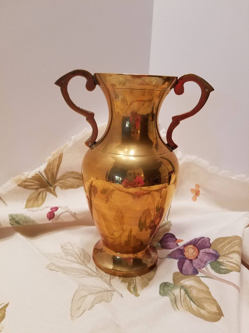 Solid Brass Urn Style Vase with Handles Made in India Etsy