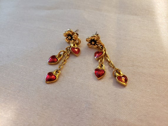 Valentine Red Hearts Dainty Dangle Earrings Say I… - image 1