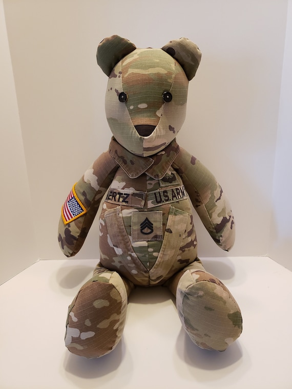 MILITARY MEMORY BEAR 22 Inch Custom Made From Military or - Etsy
