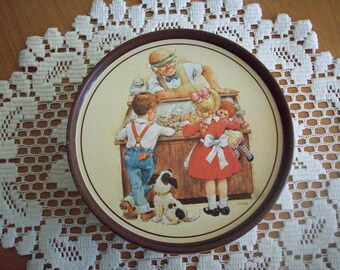 Vintage Candy Store Tin: Ford Signed Decorative Cookie Tin