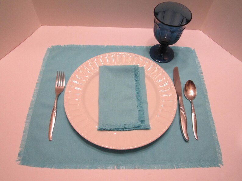 Linen Like Fabric Napkins/placemats Place Mats With Fringed Etsy