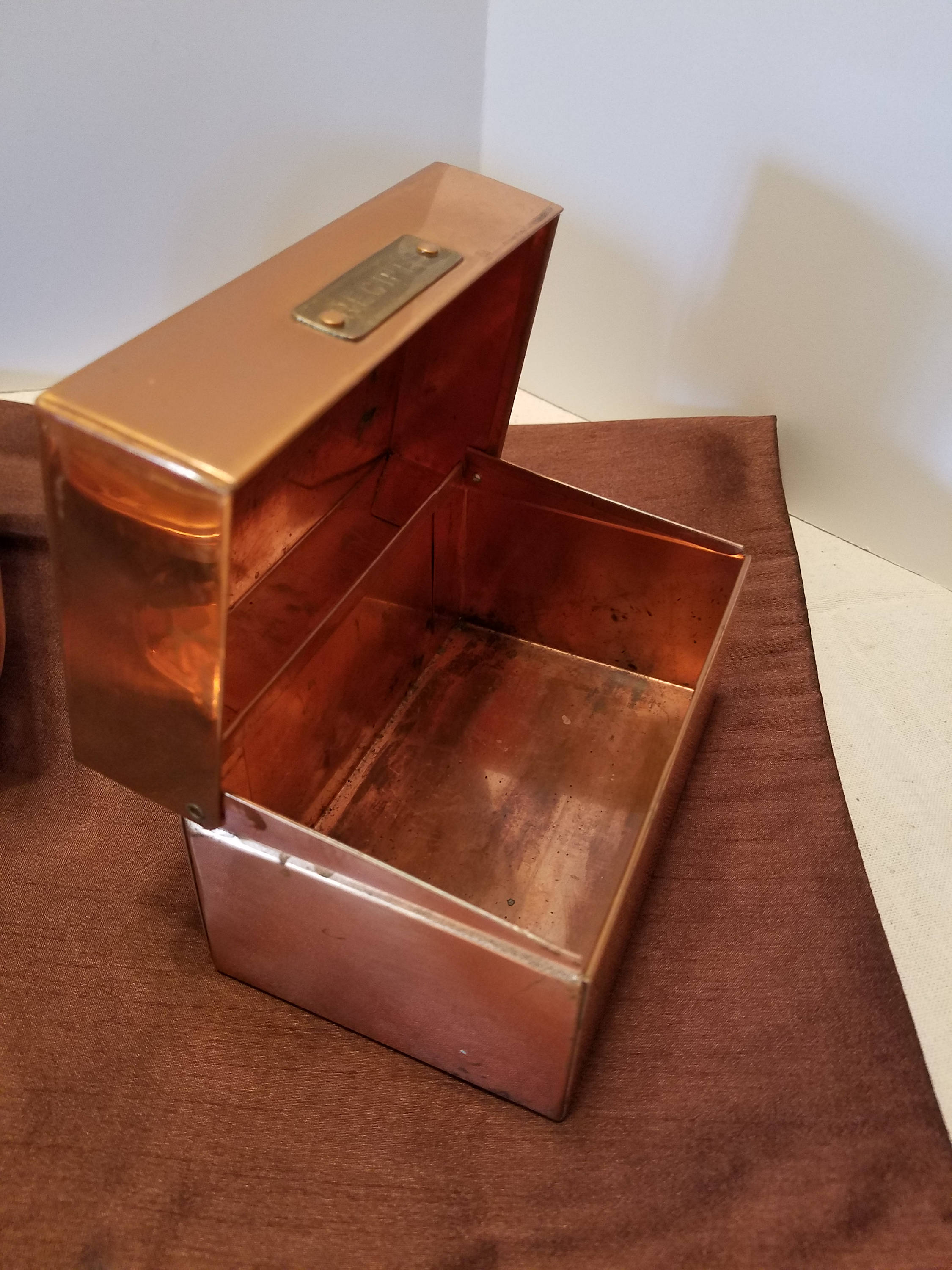 Copper Recipe Box - Vintage Copper Box - Solid Copper