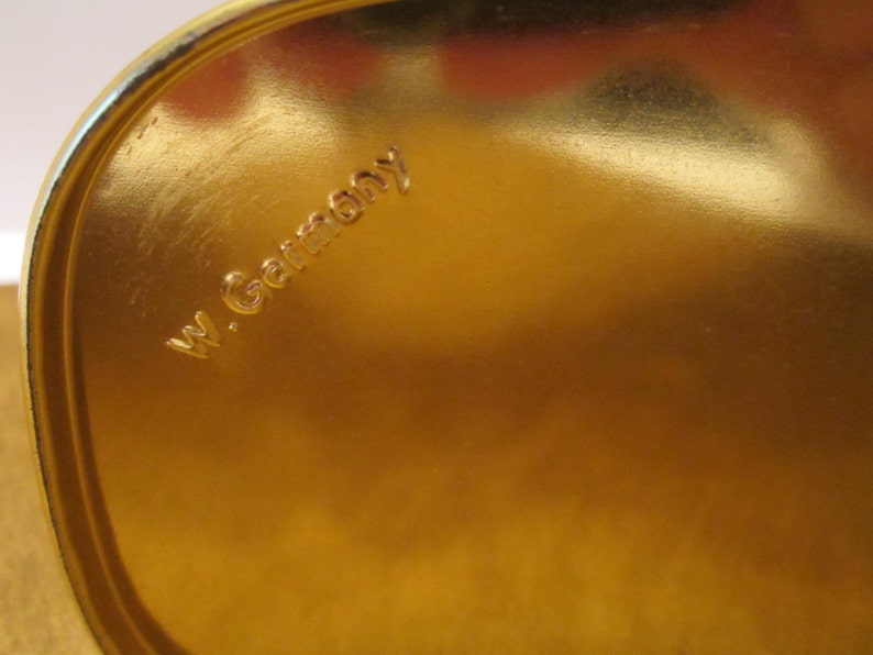 Vintage Blue Tin Multi-Color Modern Design Red Gold Lime Made in West Germany