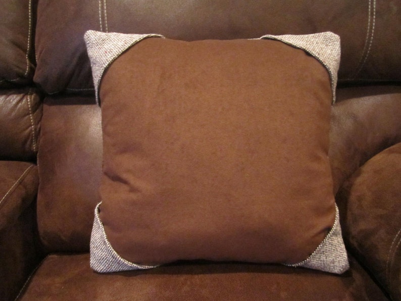 Clearance Wool Tweed Faux Suede Stuffed Pillows Brown Etsy