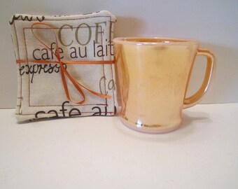 Fabric Drink Coasters - Set of 4 - Brown Tan Coffee Design