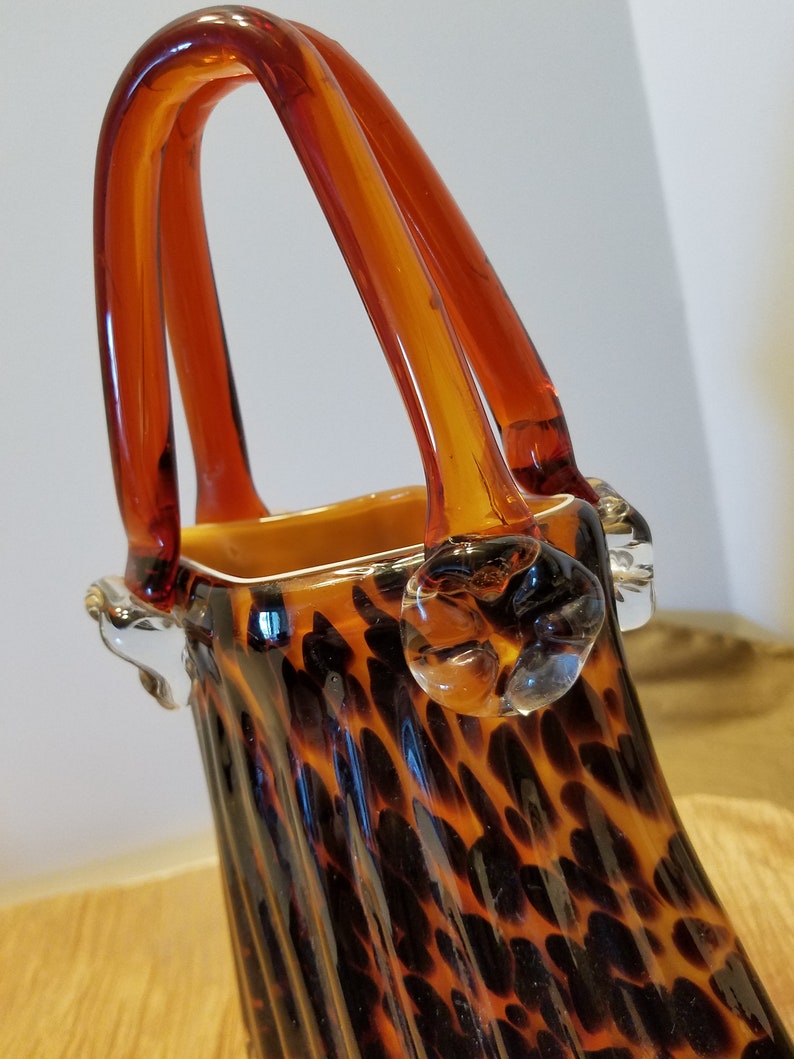 Glass Leopard Purse ART GLASS by Block Crystal Mouth Blown Etsy