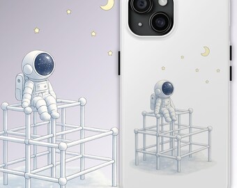 Funda para móvil de astronauta en el parque de juegos cósmico | Arte galáctico de la jungla | Regalo espacial kawaii para ella | Portada del universo pastel