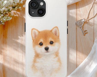 Funda para teléfono Kawaii Shiba Inu, linda funda roja para iPhone con cachorro Shiba Inu, regalo para amantes de los perros en acuarela, funda estética para mascotas para iPhone y Samsung