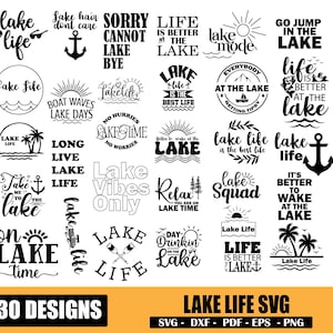 Paquete SVG de lago, SVG de vacaciones en el lago, SVG de verano en el lago, SVG de lago retro, SVG de vibras de Lake Mode, SVG de escuadrón del lago, SVG PNG de vibras de lago, SVG con frases de Lake Saying