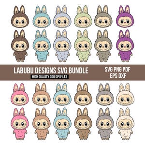 Labubu Designs SVG Bundle, Labubu Clipart, Labubu PNG, Cute Labubu Vector, Cartoon Character SVG, Cricut Cut Files, Digital Download, Labubu