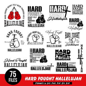 Hard Fought Hallelujah Svg PNG Bundle, Christian svg png, Retro Faith Design for Cricut and Glowforge