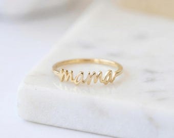 Zierlicher Mama Ring, Gold Mama Ring, Geschenk für Mama, neue Mutter Geschenk, Geschenk für Mutter, Mutter Ring, Oma Geschenk, Muttertagsgeschenk, Tochter Ring