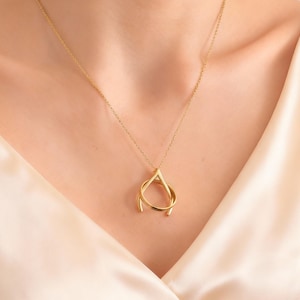 14k Gold Ring Holder Necklace: Sterling Silver Ring Holder Pendant, Engagement Ring Holder, Ring Holding Necklace, Ring Keeper Necklace