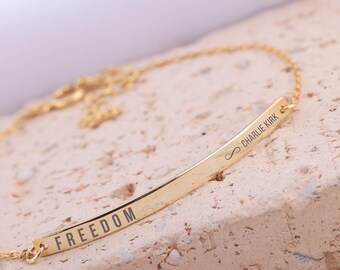 Charlie Kirk Bracelet: Sterling Silver Engraved Bar Bracelet, Charlie Kirk Freedom Bracelet, Justice for Charlie Kirk, Charlie Kirk Tribute