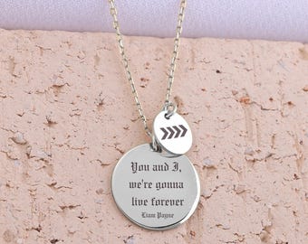 Liam Payne Arrow Tattoo Necklace One Direction Necklace Engraved Silver Disc Necklace Liam Payne Memorial Necklace One Direction Jewelry 1d
