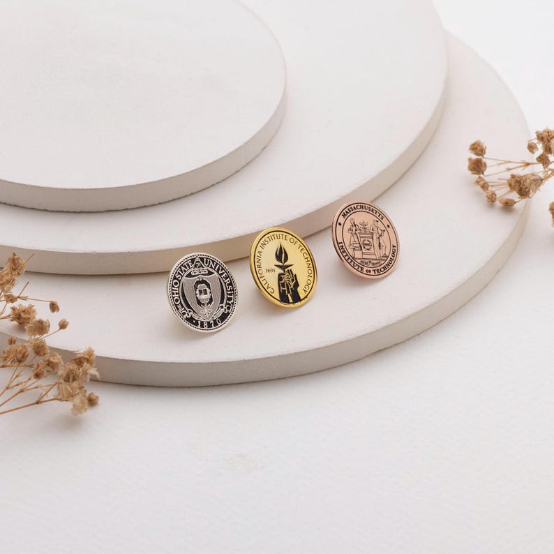 Sterling Silver Graduation Pin, Custom Logo Pin, Personalized College ...