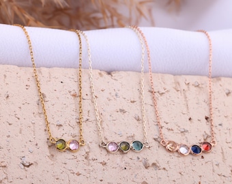 Personalized Family Birthstone Necklace: Sterling Silver, Gold, Rose