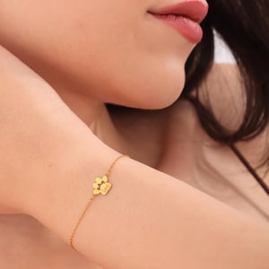 Armband med tassavtryck i 14 karat guld: Personligt smycke med husdjursmotiv