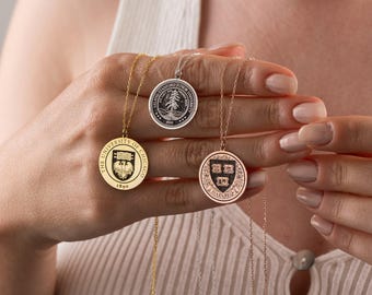 Silver University Logo Necklace, Custom Logo Necklace, Personalized College Necklace, University Graduation Gift, College Emblem Necklace