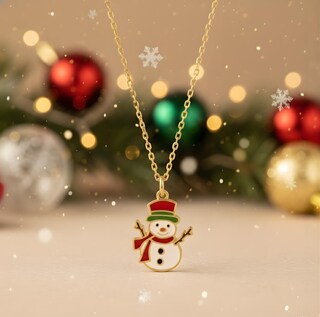BKEPDY Collana Di Natale In Argilla Polimerica – Ciondoli Pupazzo Di Neve E Albero Con Campane – Gioielli A Tema Festivo Per Donne
