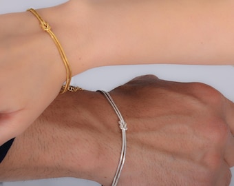 Bracelet noeud d'amour Bracelet noeud infini en argent pour couple Ensemble de bracelets noeud pour couple assorti Bracelet noeud serpent Bracelet noeud d'amitié