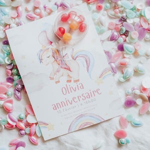 carte invitation anniversaire enfants bébé licorne