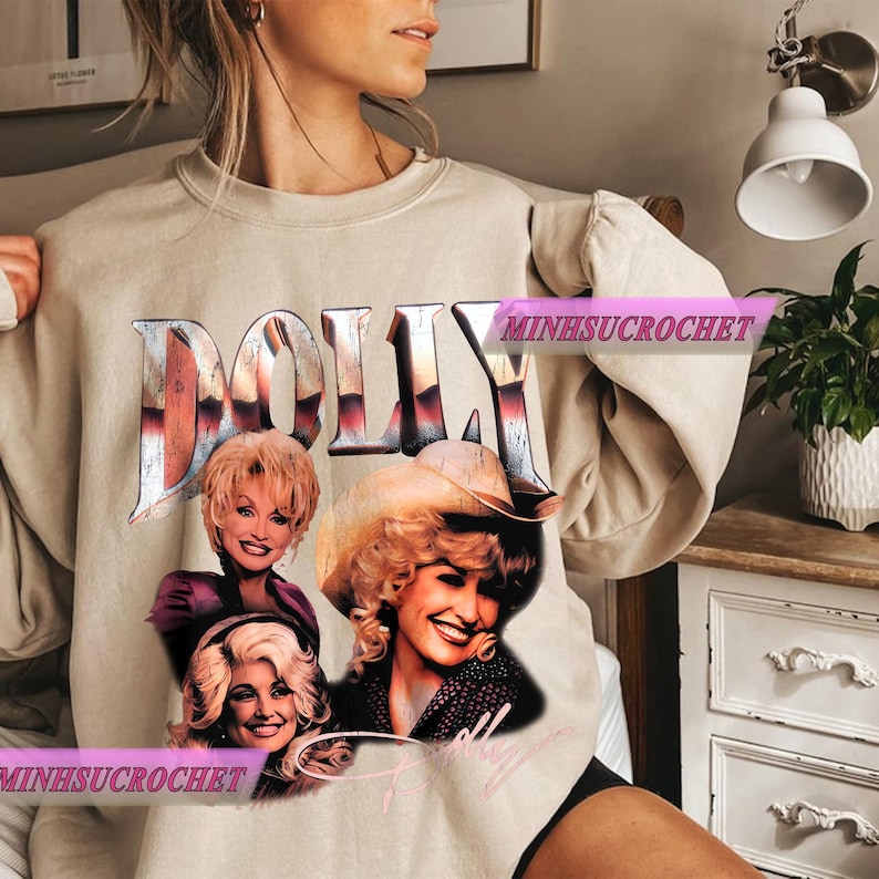 Dolly Parton Vintage Hiphop Country-tröja, Dolly Parton Bootleg Rap-tröja, Unisex Cowboy Cowgirl-t-shirt, Rolig Grafisk Streetwear bild 2