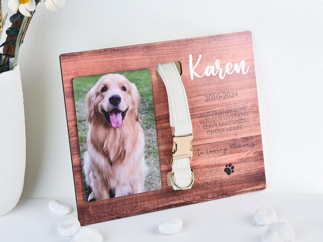 Memorial Pet Collar Sign, Dog Memorial Wood Frame With Collar Holder ...