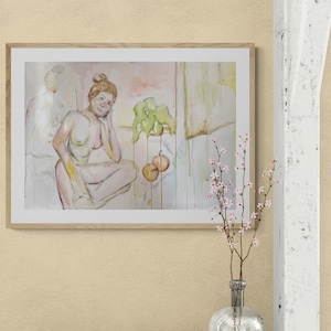 Cette aquarelle originale représente une femme nue devant un miroir. Parfait pour la décoration de la maison et un cadeau.