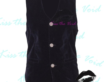 Men's Black Velvet Steampunk Vest: Gothic Victorian Waistcoat